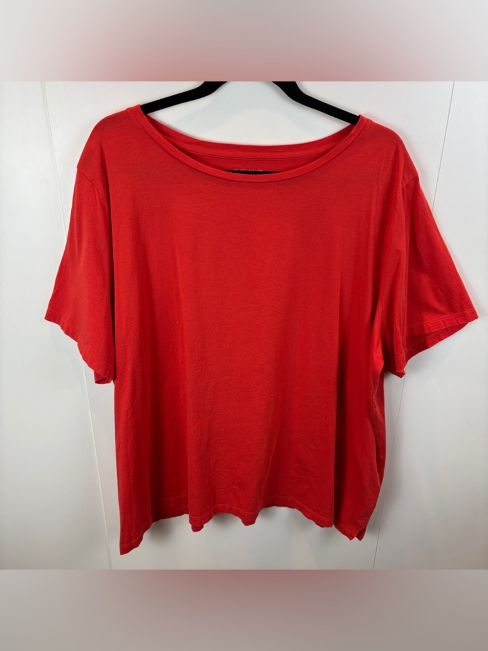 Eileen Fisher Women 3X Orange Coral Tee Short Sleeve T-Shirt Organic Cotton Top